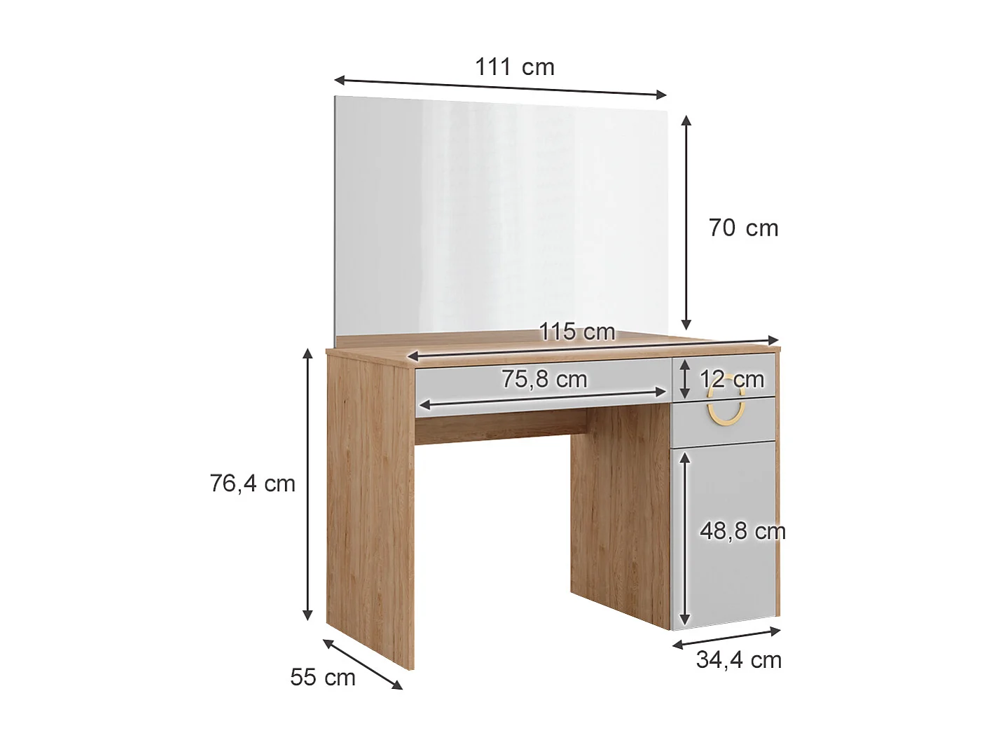 Tocador rockford hickory natural 115x55x76.4 adela
