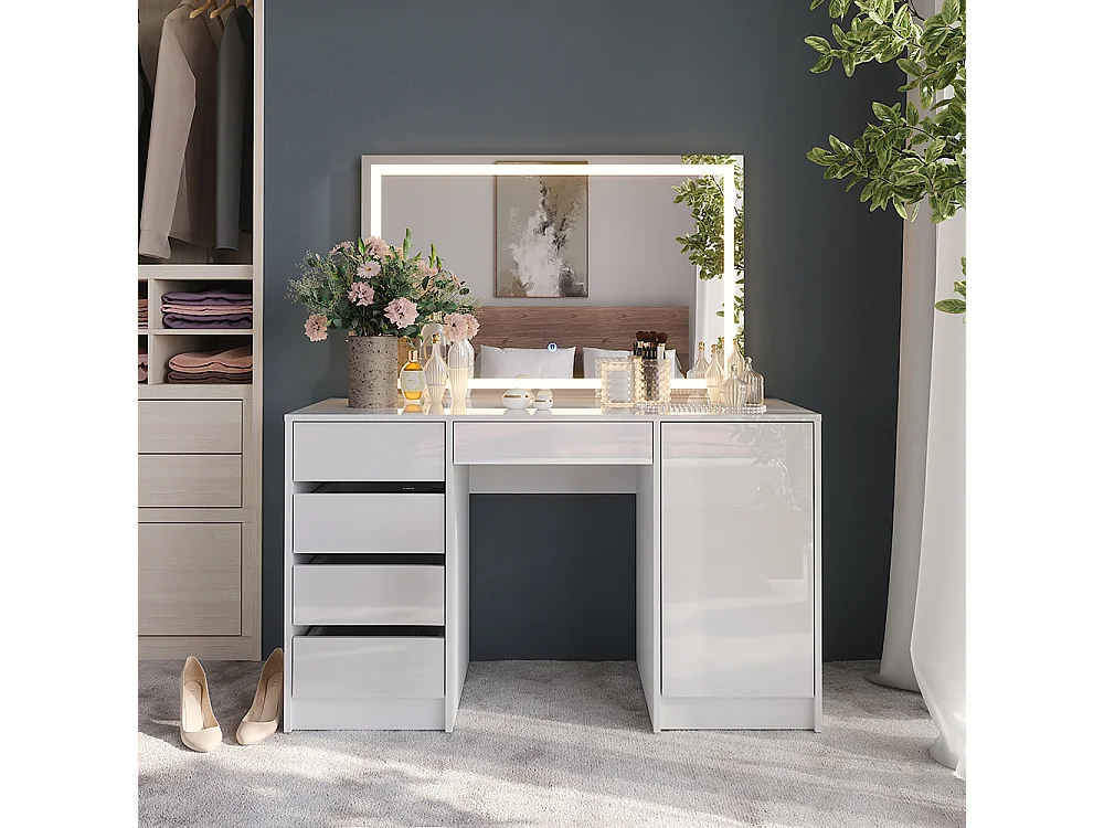 Kaptafel met licht wit/wit hoogglans 128.2x50.1x76 sherry