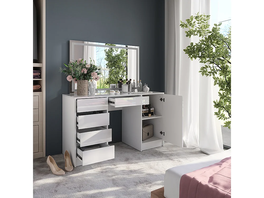 Kaptafel met licht wit/wit hoogglans 128.2x50.1x76 sherry