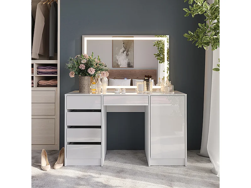 Kaptafel met licht wit/wit hoogglans 128.2x50.1x76 sherry