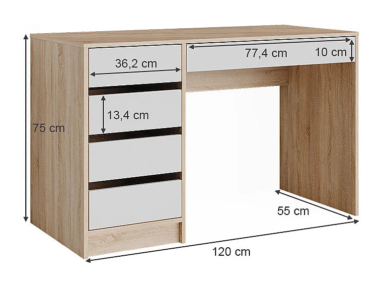 Coiffeuse blanc/sonoma 120x55x75 sherry