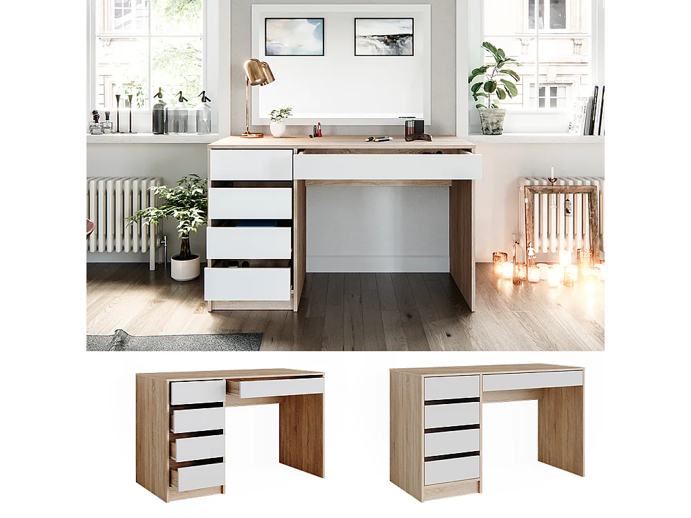 Dressing table white/sonoma 120x55x75 sherry