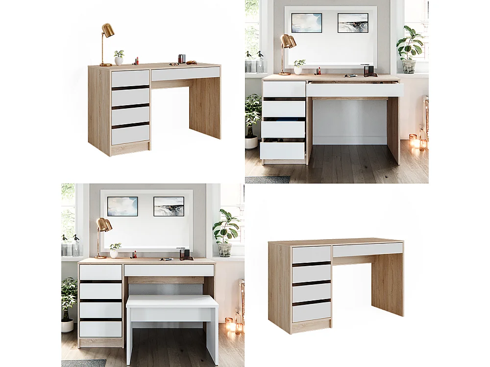 Dressing table white/sonoma 120x55x75 sherry