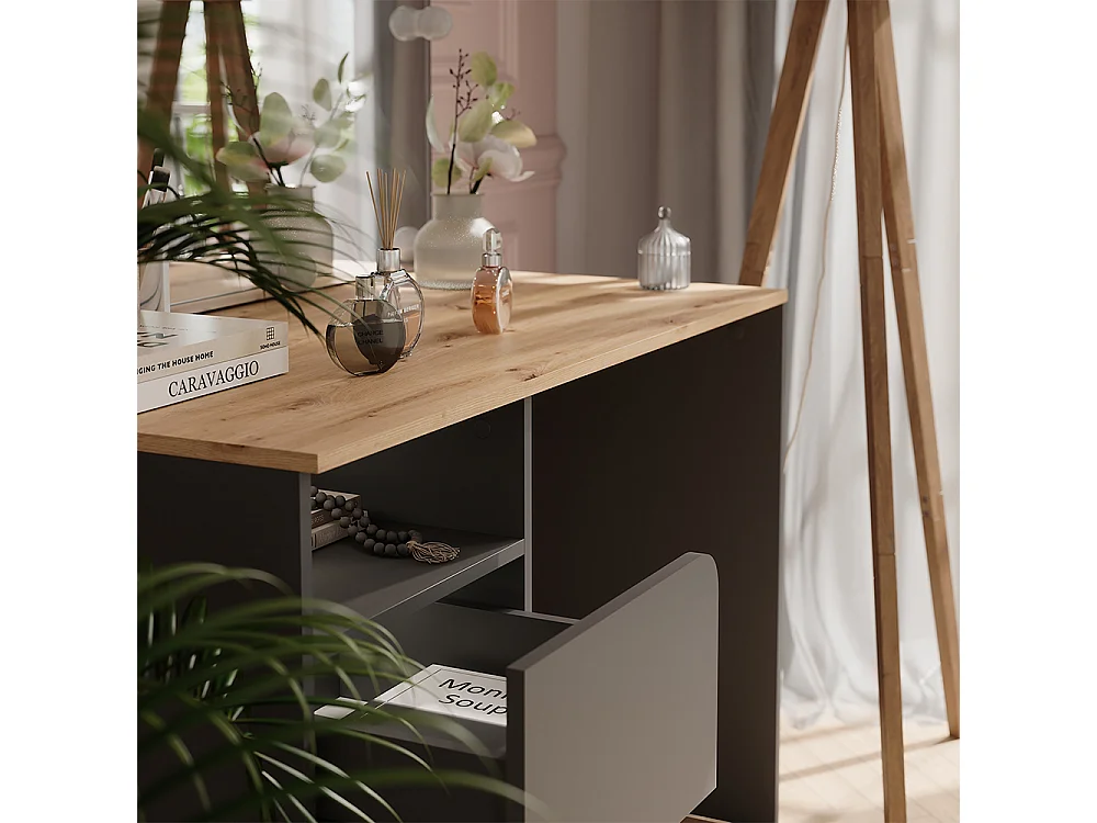 Coiffeuse anthracite/artisan 110x55x75 karen