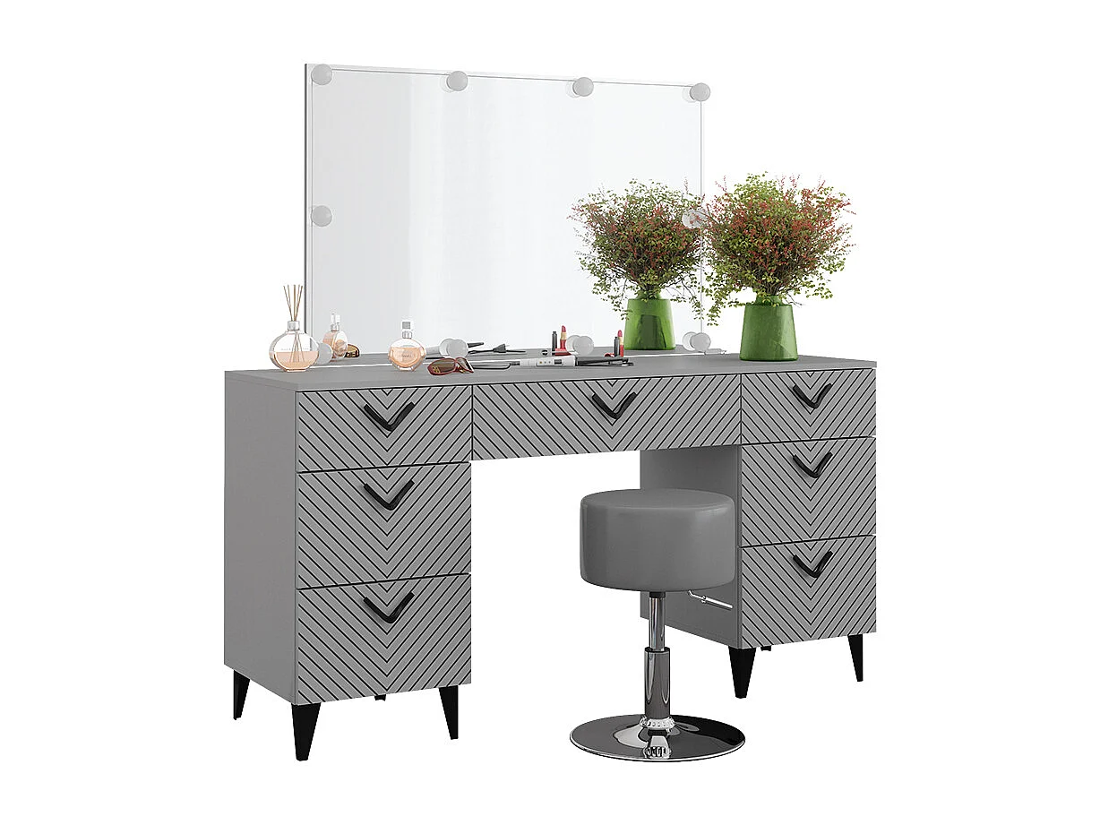 Kaptafel set met kruk grijs 150x45x78.1 anett