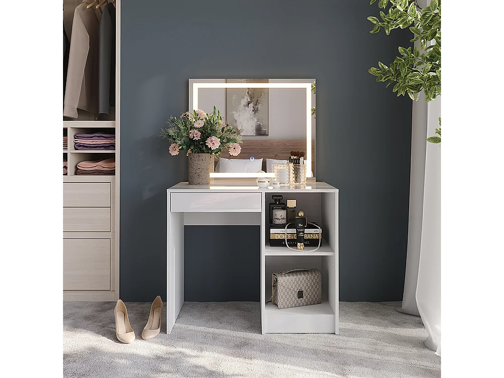 Kaptafel met licht wit/wit hoogglans 89.8x50.1x76 sherry