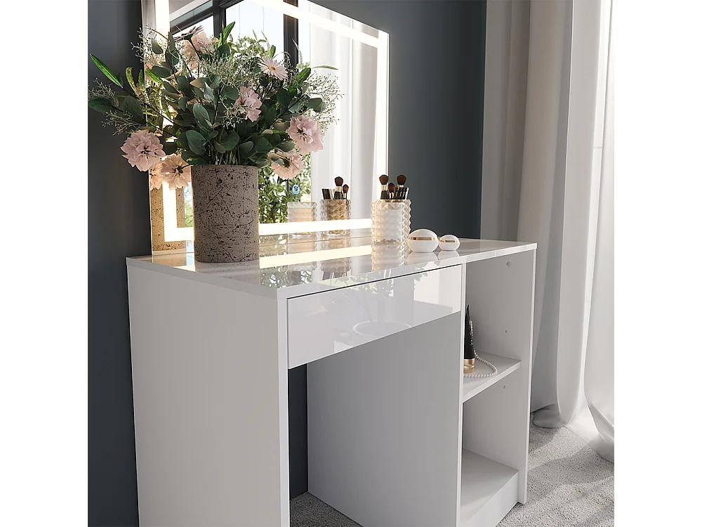 Kaptafel met licht wit/wit hoogglans 89.8x50.1x76 sherry