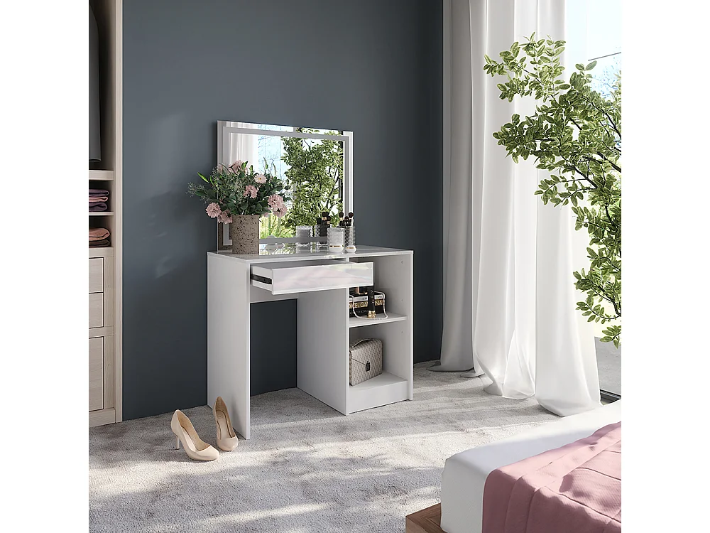 Kaptafel met licht wit/wit hoogglans 89.8x50.1x76 sherry