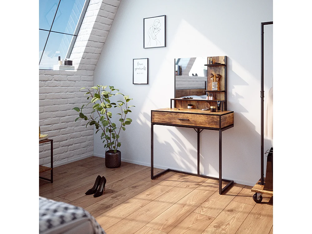 Coiffeuse bois antique 80x40x135.5 fyrk