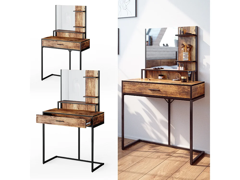 Coiffeuse bois antique 80x40x135.5 fyrk