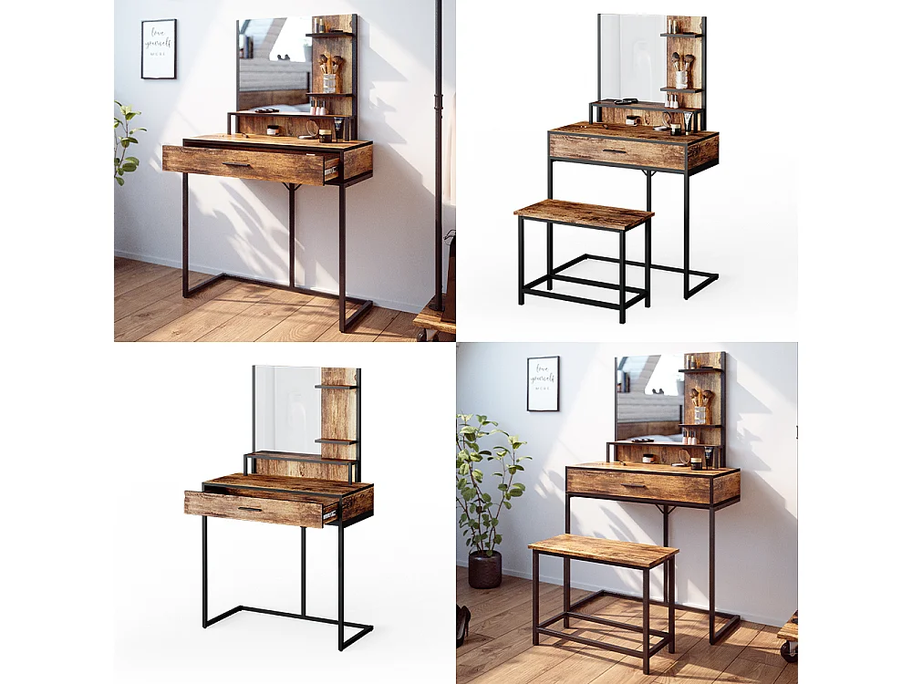 Coiffeuse bois antique 80x40x135.5 fyrk