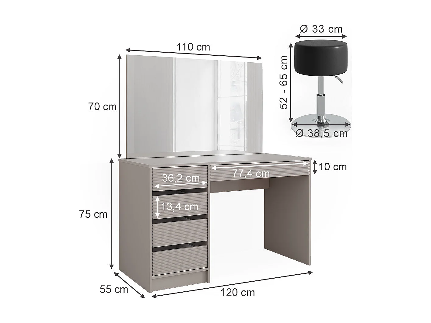 Coiffeuse cachemire 120x55x75 sherry