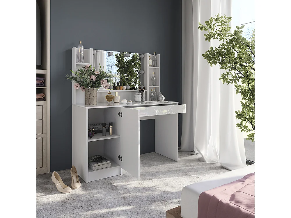 Kaptafel met licht wit/wit hoogglans 119.8x50.1x76 sherry