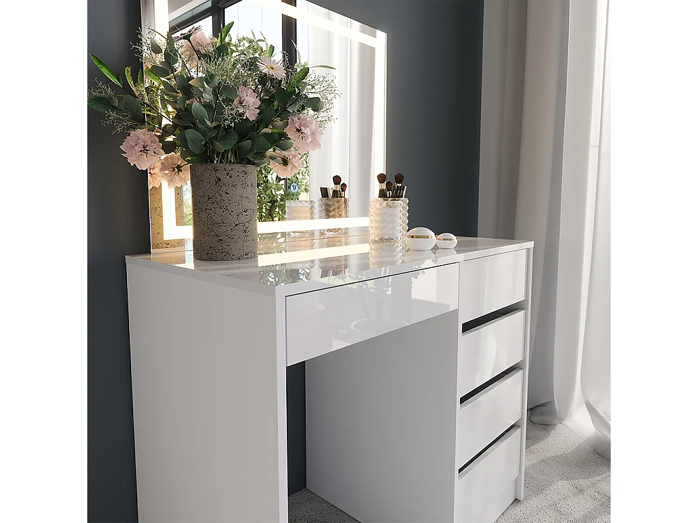 Vanity table white/white high gloss 89.8x50.1x76 sherry