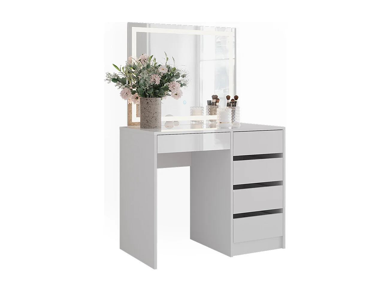 Vanity table white/white high gloss 89.8x50.1x76 sherry
