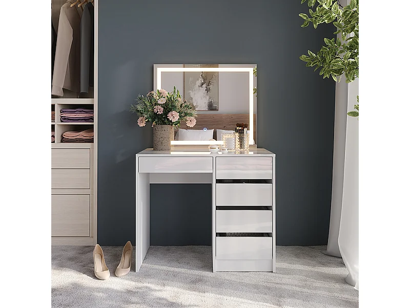 Kaptafel met licht wit/wit hoogglans 89.8x50.1x76 sherry