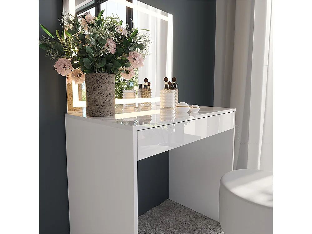 Coiffeuse blanc/blanc brillant 81.4x50.1x76 sherry