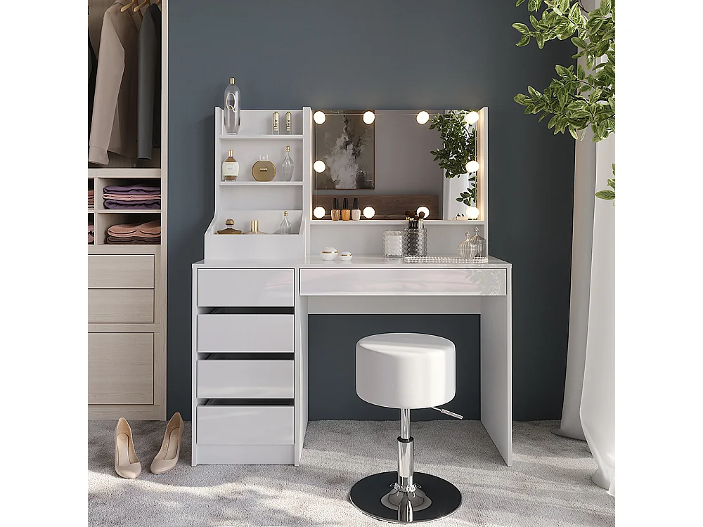 Coiffeuse blanc/blanc brillant 119.8x50.1x76 sherry