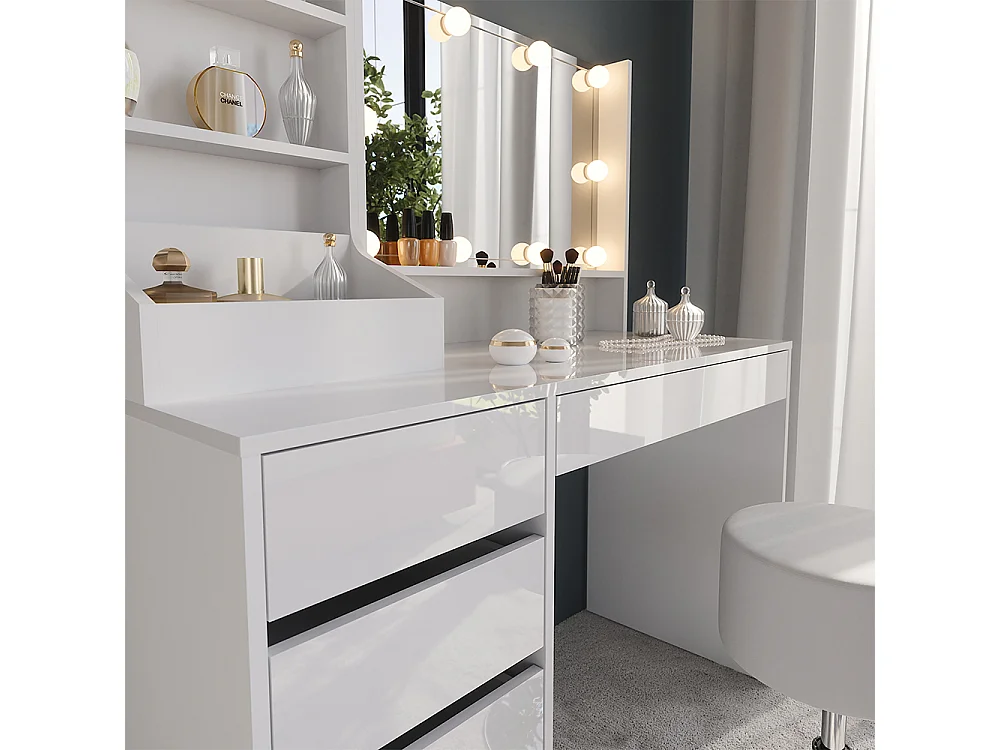 Coiffeuse blanc/blanc brillant 119.8x50.1x76 sherry