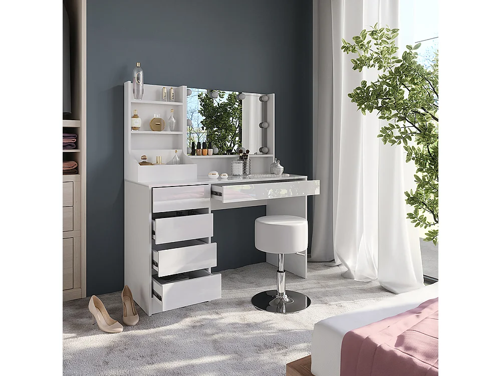 Coiffeuse blanc/blanc brillant 119.8x50.1x76 sherry