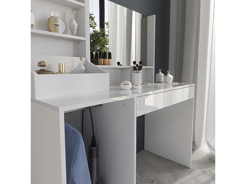 Tavolo da toeletta bianco/bianco lucido 119.8x50.1x76 sherry