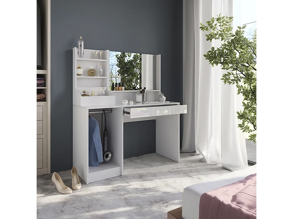 Tavolo da toeletta bianco/bianco lucido 119.8x50.1x76 sherry