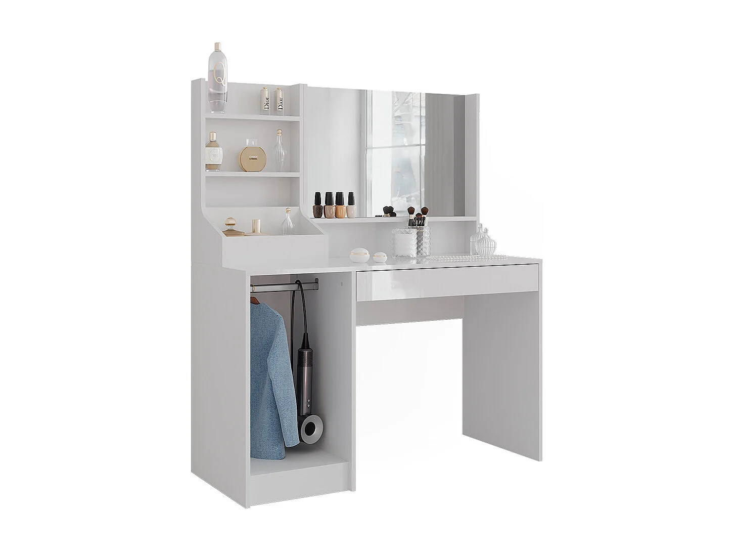 Tavolo da toeletta bianco/bianco lucido 119.8x50.1x76 sherry