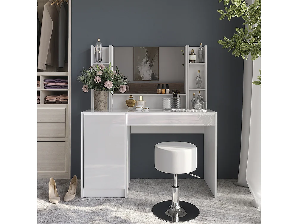 Stół toaletowy biały/biały wysoki połysk 119.8x50.1x76 sherry