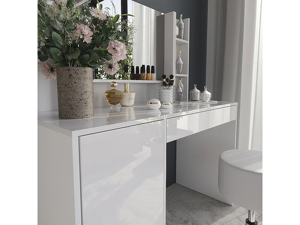 Stół toaletowy biały/biały wysoki połysk 119.8x50.1x76 sherry