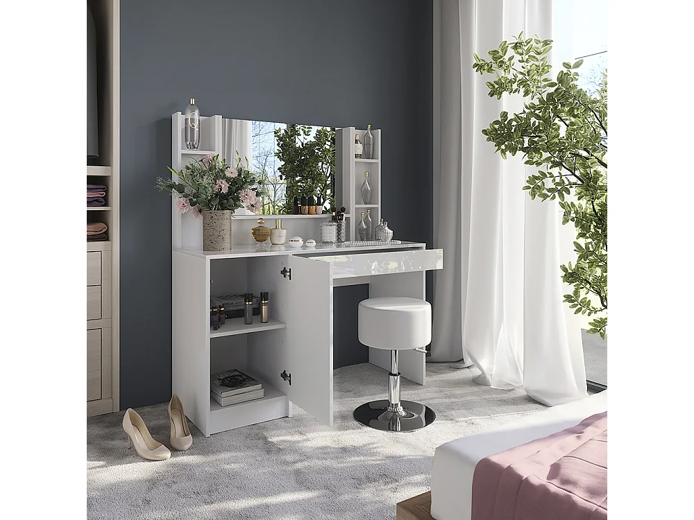 Stół toaletowy biały/biały wysoki połysk 119.8x50.1x76 sherry