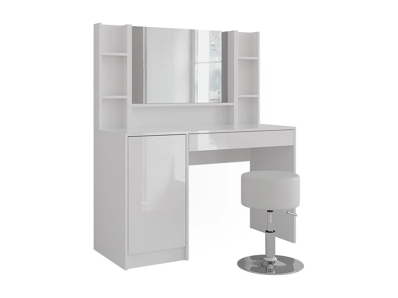 Schminktisch weiß/weiß hochglanz 119.8x50.1x76 sherry