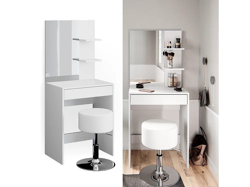 Makeupbord hvid 60x40x140 isabelle