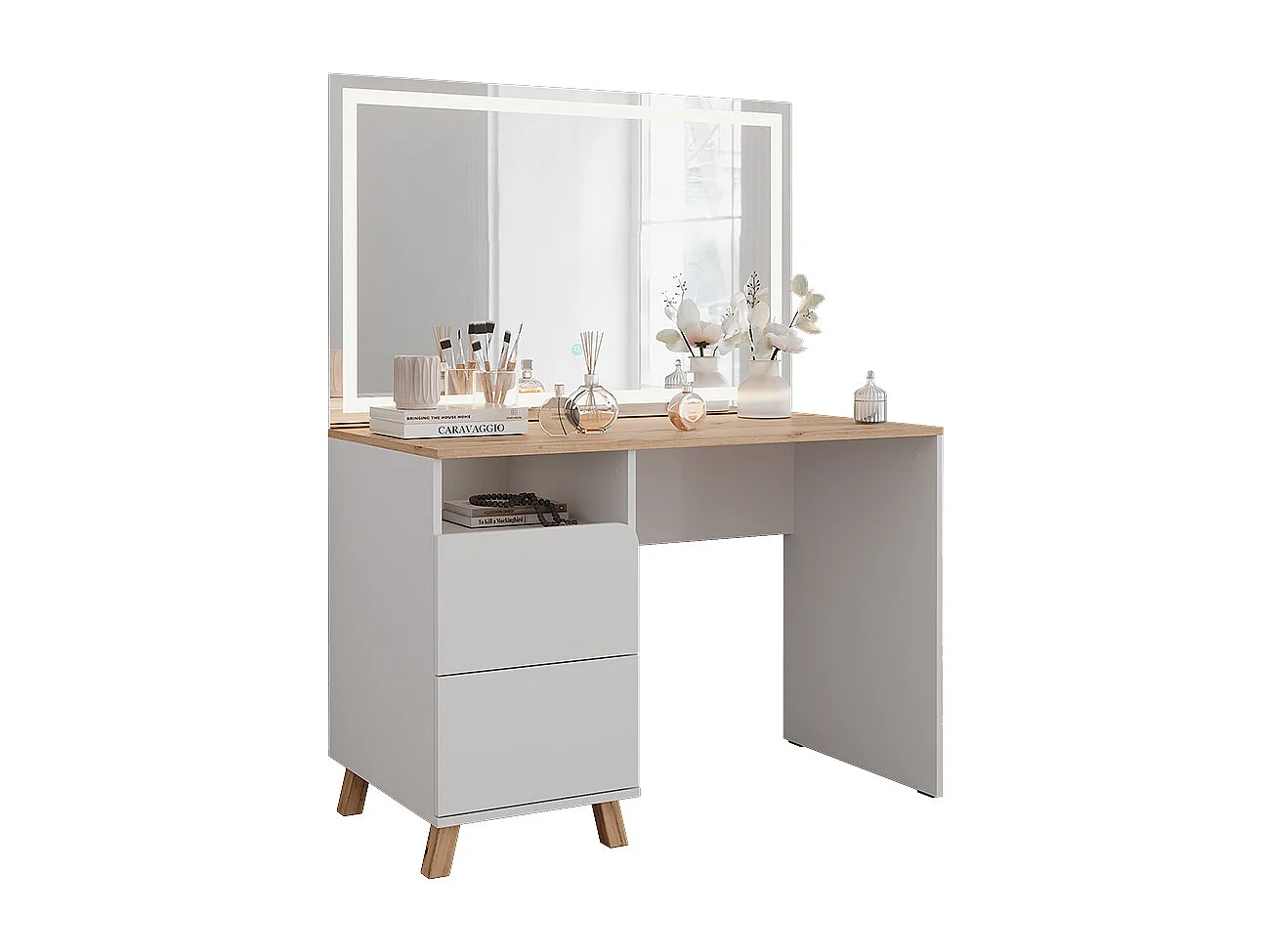 Coiffeuse blanc/artisan 110x55x75 karen