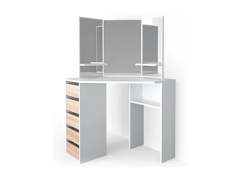 Tocador de esquina blanco/sonoma 110x54x141.5 arielle