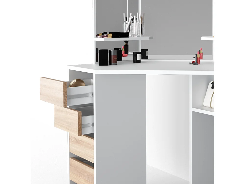 Tocador de esquina blanco/sonoma 110x54x141.5 arielle