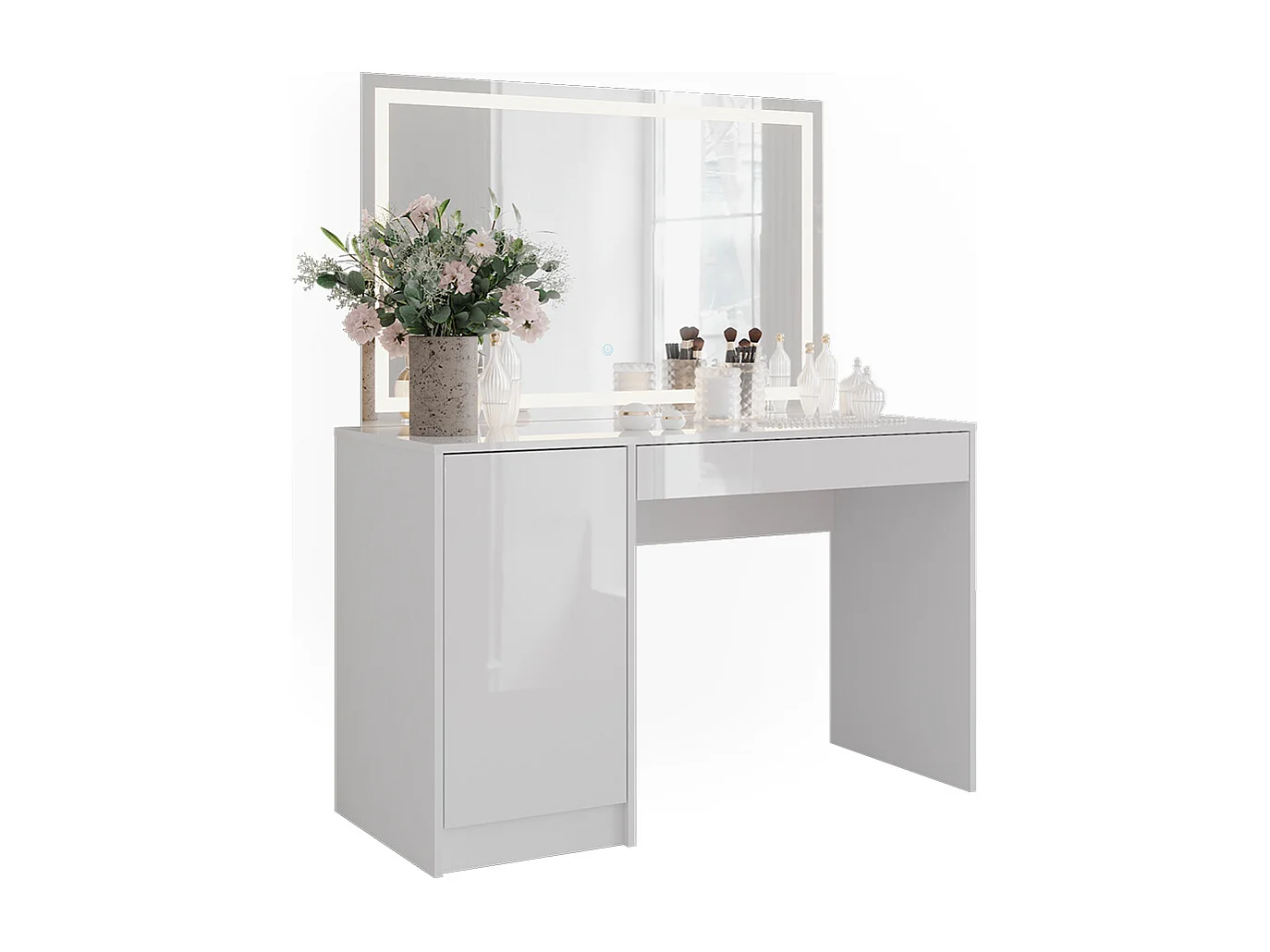 Schminktisch weiß/weiß hochglanz 119.8x50.1x76 sherry