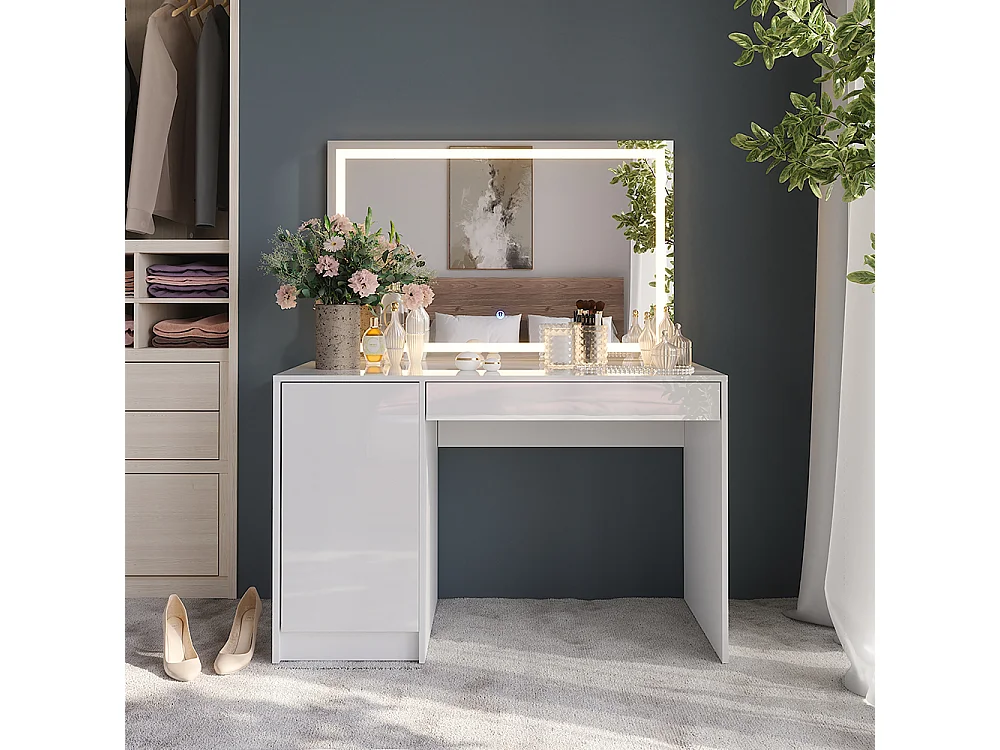Vanity table white/white high gloss 119.8x50.1x76 sherry