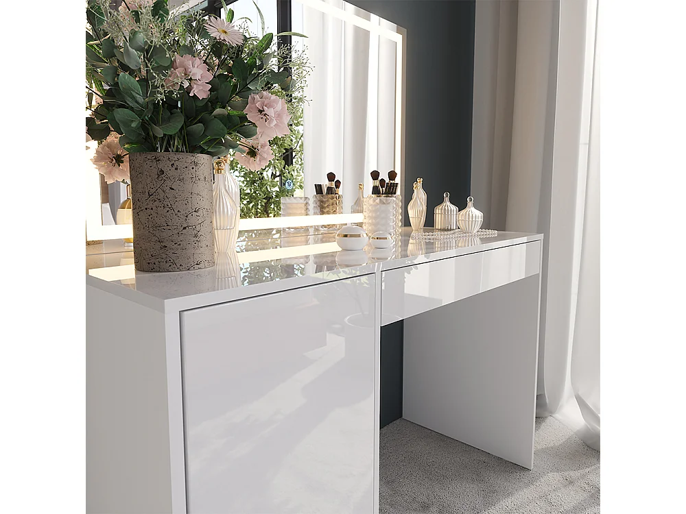 Vanity table white/white high gloss 119.8x50.1x76 sherry