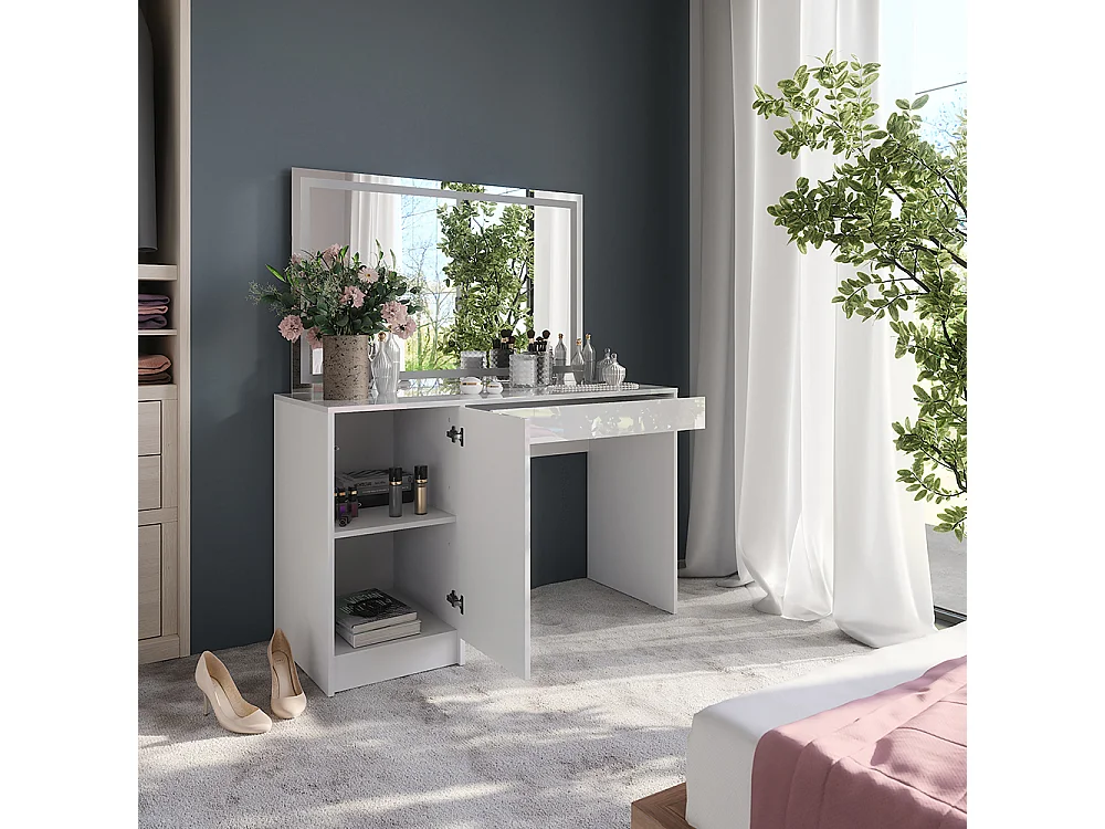 Vanity table white/white high gloss 119.8x50.1x76 sherry