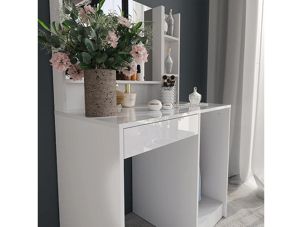 Coiffeuse blanc/blanc brillant 89.8x50.1x76 sherry