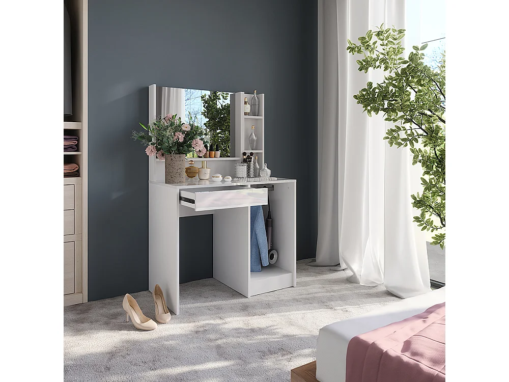 Coiffeuse blanc/blanc brillant 89.8x50.1x76 sherry