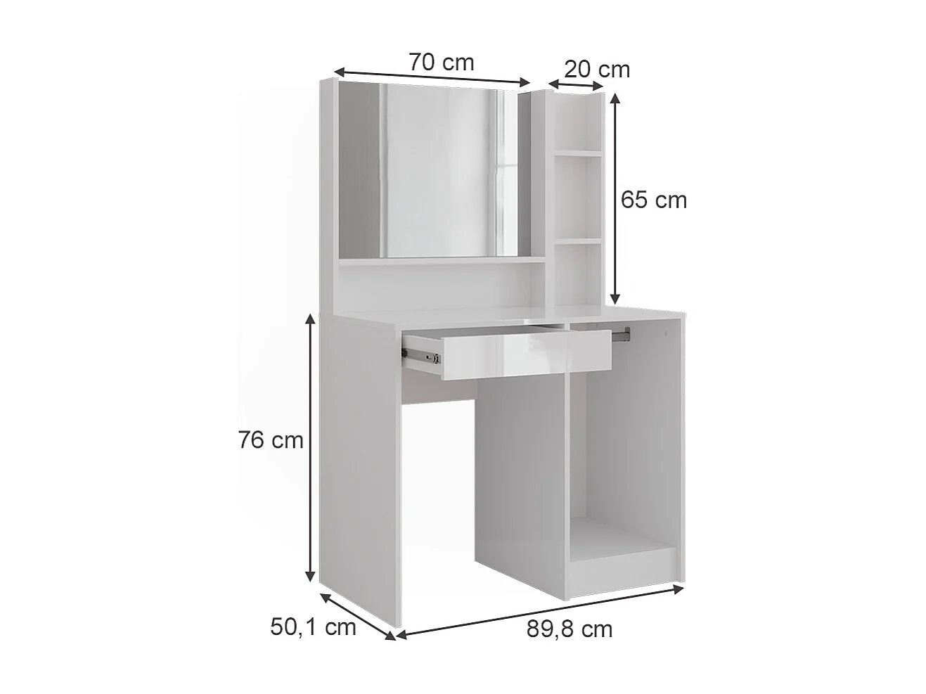 Kaptafel wit/wit hoogglans 89.8x50.1x76 sherry