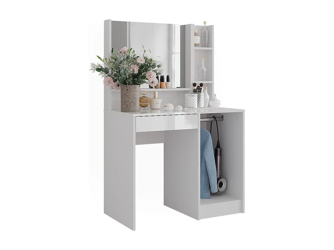 Kaptafel wit/wit hoogglans 89.8x50.1x76 sherry