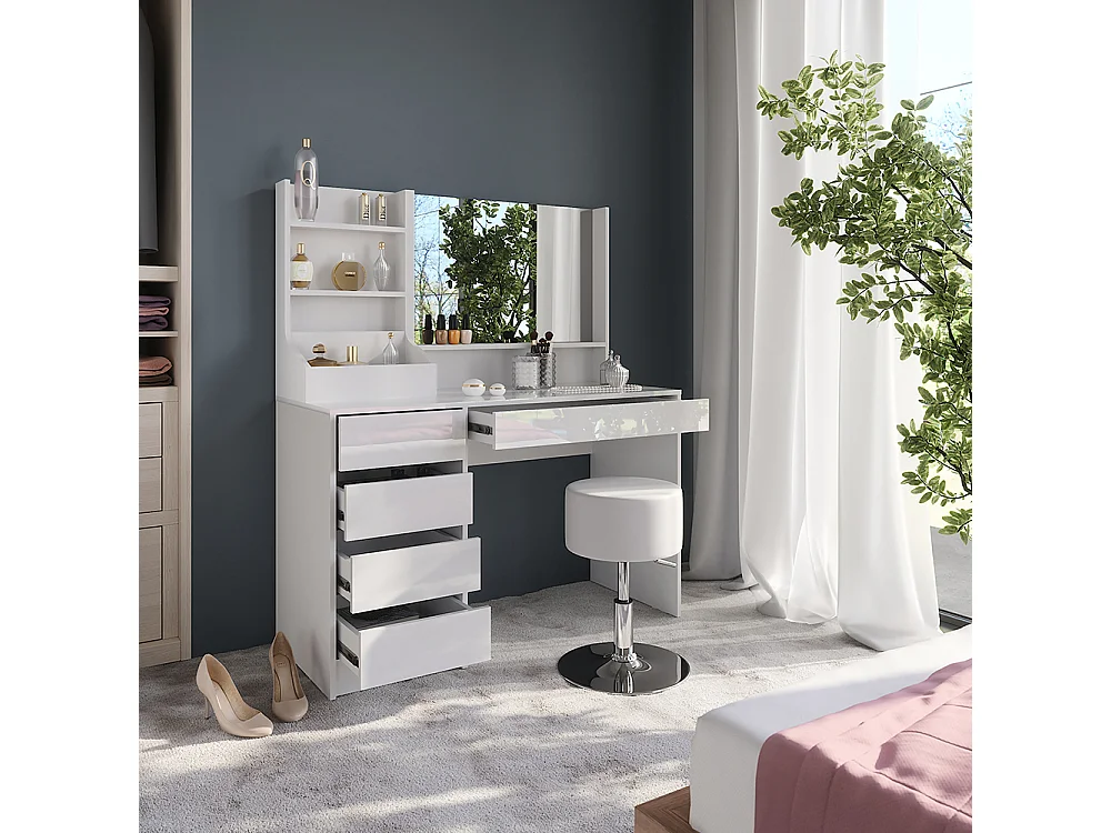 Coiffeuse blanc/blanc brillant 119.8x50.1x76 sherry