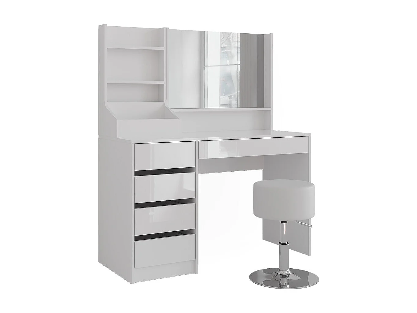 Schminktisch weiß/weiß hochglanz 119.8x50.1x76 sherry