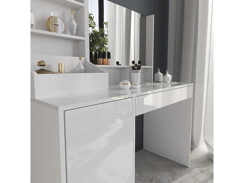 Coiffeuse blanc/blanc brillant 119.8x50.1x76 sherry