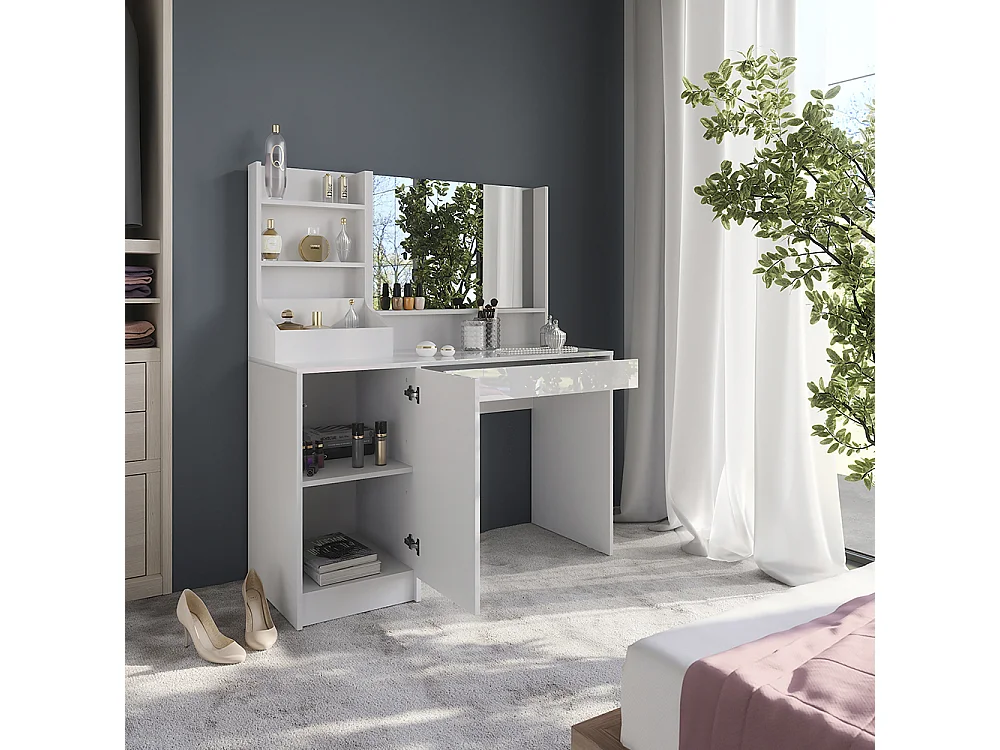 Coiffeuse blanc/blanc brillant 119.8x50.1x76 sherry