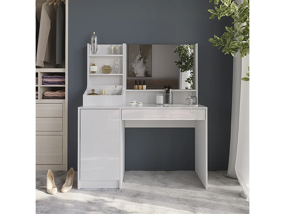 Vanity table white/white high gloss 119.8x50.1x76 sherry