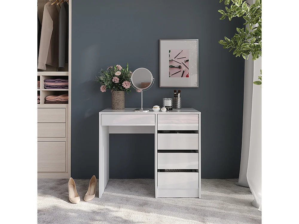 Kaptafel wit/wit hoogglans 89.8x50.1x76 sherry