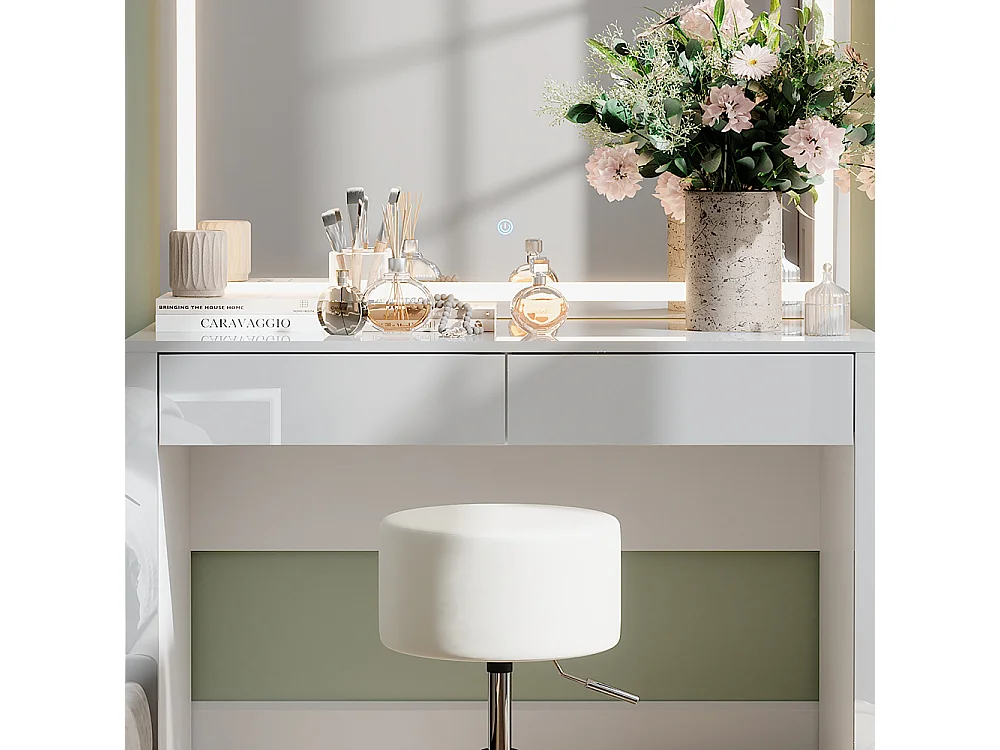 Frisørbord hvid højglans/hvid 110x50x75.5 annabelle